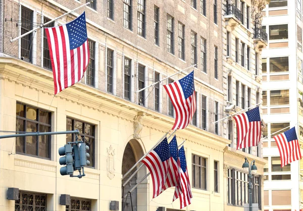Banderas Estados Unidos Edificio Nueva York Estados Unidos —  Fotos de Stock