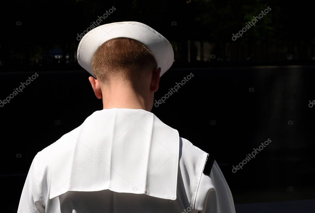 US Navy sailors from the back. US Navy army.