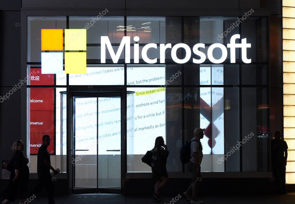 New York, USA - May 30, 2018: Microsoft store in New York City.