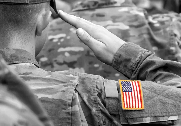 Nas Żołnierz Salute Nas Armii Żołnierzy Usa — Zdjęcie stockowe