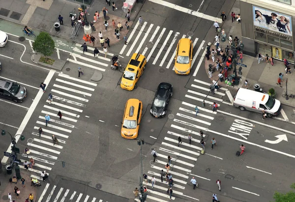 New York Usa Června 2018 Horní Pohled Auta Projít Křižovatku — Stock fotografie