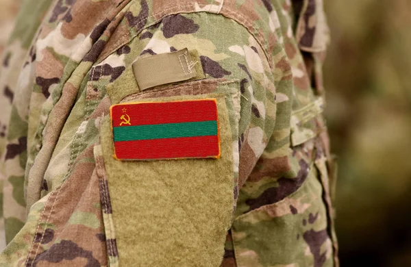 Флаг Приднестровья Руке Солдат Приднестровская Армия Коллаж — стоковое фото
