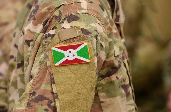 Vlag Van Burundi Soldaten Arm Republiek Burundi Troepen Collage — Stockfoto