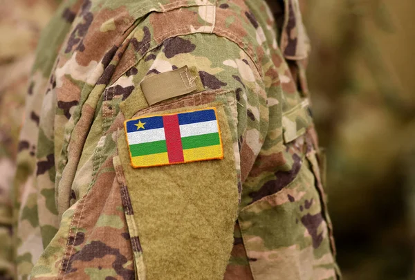 Közép Afrikai Köztársaság Zászlaja Katonák Kar Közép Afrikai Köztársasági Csapatok — Stock Fotó