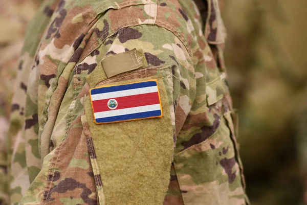 Costa Rica Vlajka Rameno Vojáků Kostarické Republice Vojáků Koláž — Stock fotografie
