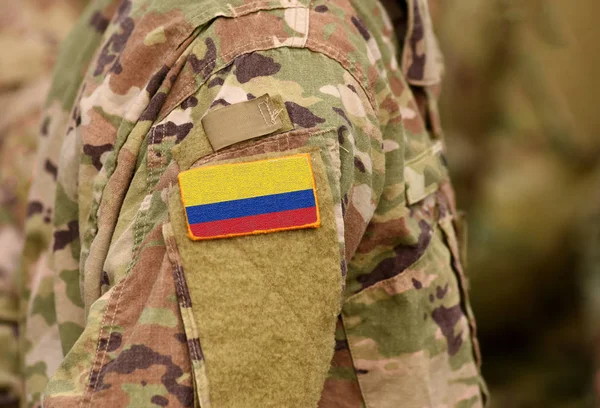 Colombia Flag Soldiers Arm Republic Colombia Troops Collage — Stock Photo, Image