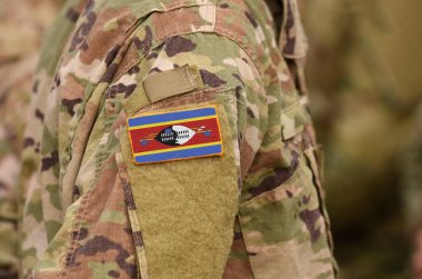 İngiltere Eswatini, olarak da bilinen Svaziland bayrak askerlerine kol. Eswatini Britanya birlikleri (kolaj)