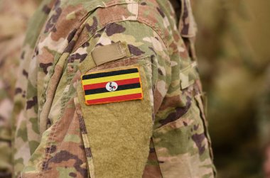 Uganda bayrağı askerler kolundaki. Uganda asker (kolaj)