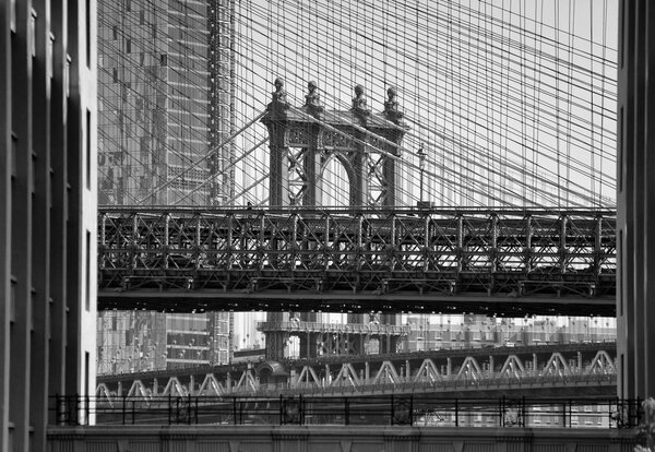 Brooklyn Bridge and Manhattan Bridge in New York City, USA