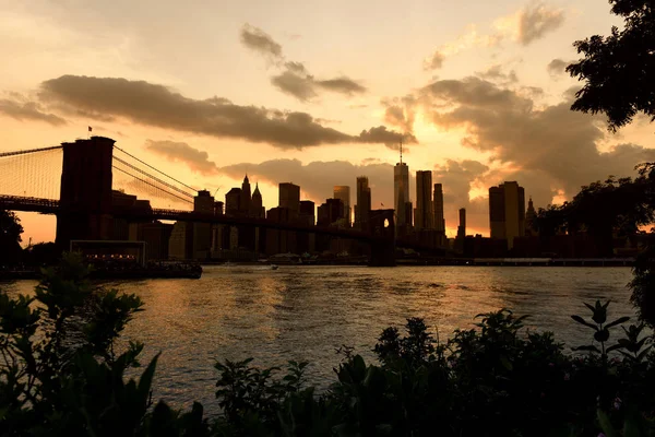 Paysage Urbain New York Coucher Soleil New York City Quartier — Photo