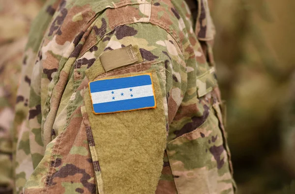 Honduras Vlajka Rameno Vojáků Hondurasu Vojáci Koláž — Stock fotografie