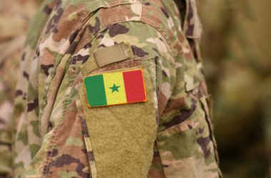 Senegal bayrak asker kolundaki. Senegal asker (kolaj)