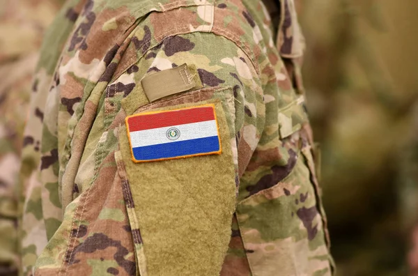 Drapeau Paraguay Sur Bras Des Soldats Troupes Paraguayennes Collage — Photo