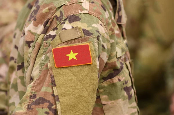 Vietnam Flagga Soldater Arm Vietnam Trupper Collage — Stockfoto