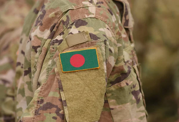 Drapeau Bangladesh Sur Bras Des Soldats Collage — Photo