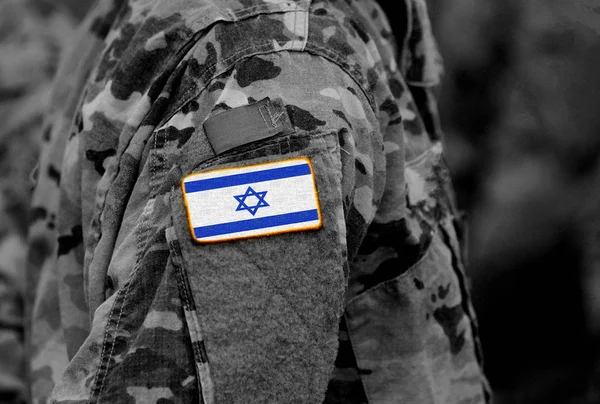 Drapeau Israël Sur Bras Des Soldats Collage — Photo