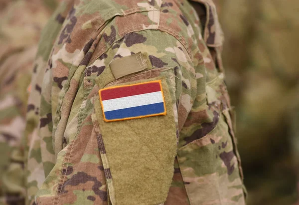 Bandera Holanda Brazo Los Soldados Collage — Foto de Stock