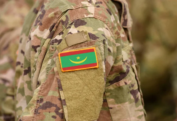 Bandeira Mauritânia Braço Dos Soldados Colagem — Fotografia de Stock