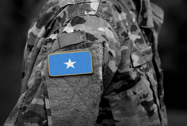 Bandera Somalia Brazo Soldados Collage — Foto de Stock