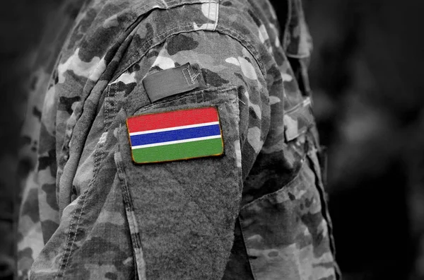 Vlag Van Gambia Soldaten Arm Collage — Stockfoto