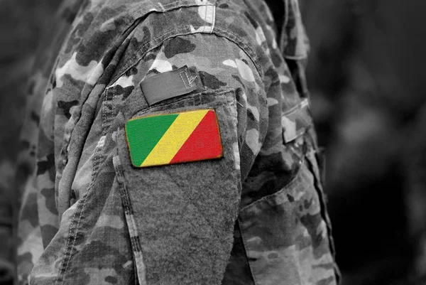 Kongói Zászlaja Katonák Kar Hadsereg Csapatok Katonai Afrika Kollázs — Stock Fotó