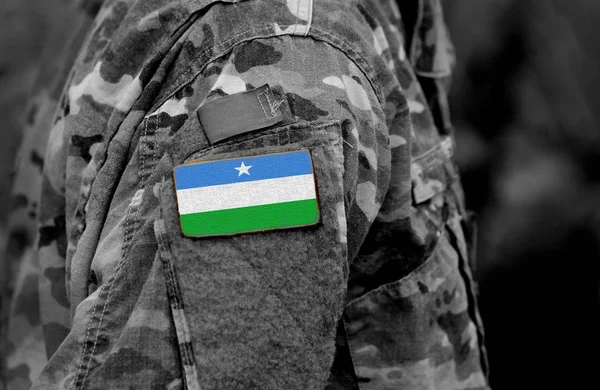 Vlag Van Staat Van Puntland Somalië Soldaten Arm Vlag Van — Stockfoto