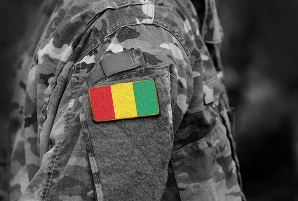 Republic Guinea Flag Soldiers Arm Guinea Flag Military Uniform Army — Stock Photo, Image