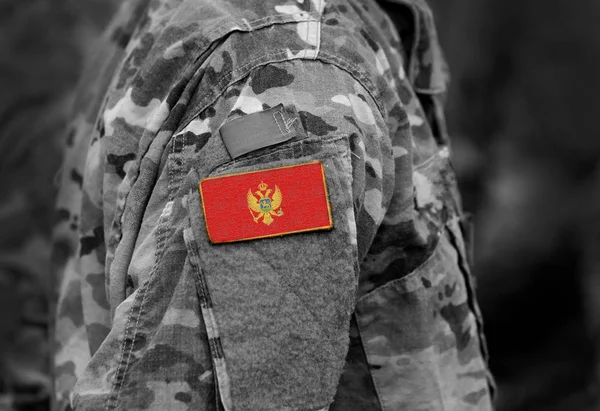 Vlag Van Montenegro Soldaten Arm Collage — Stockfoto