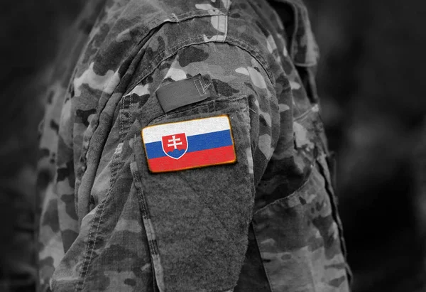 Slovakiens Flagga Soldater Arm Collage — Stockfoto