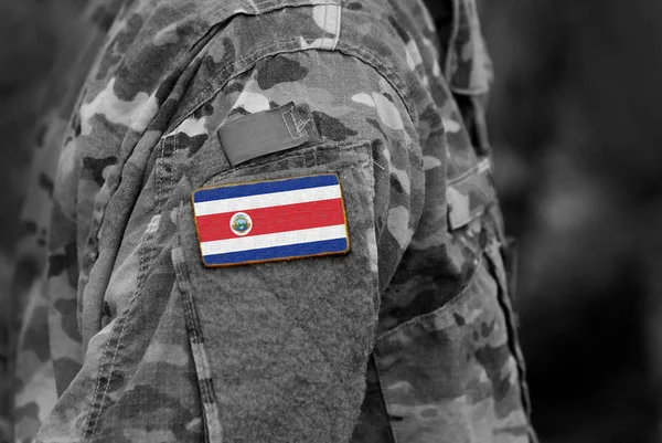 Flagge Von Costa Rica Auf Dem Arm Der Soldaten Flagge — Stockfoto