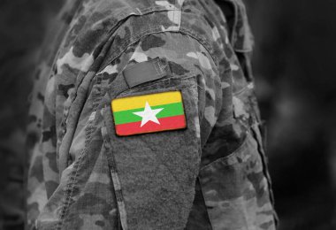 Myanmar ve olarak da bilinen Burma bayrak asker kolundaki (kolaj).