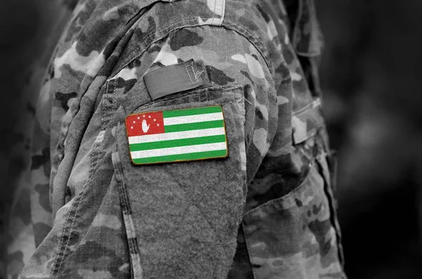 Bandiera Della Repubblica Abkhazia Sul Braccio Dei Soldati Bandiera Dell — Foto Stock