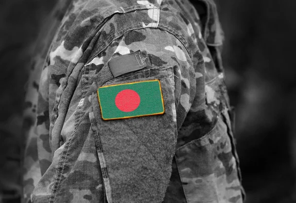 Vlag Van Bangladesh Soldaten Arm Vlag Van Bangladesh Militaire Uniformen — Stockfoto