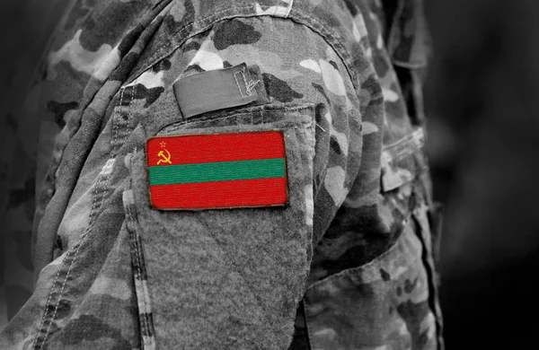 Vlag Van Transnistrië Soldaten Arm Vlag Van Transnistrië Militaire Uniformen — Stockfoto