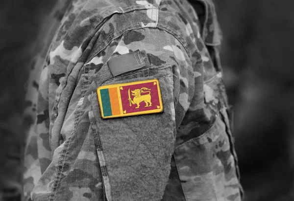 Σημαία Της Σρι Λάνκα Στο Μπράτσο Στρατιώτες Σημαία Της Σρι — Φωτογραφία Αρχείου