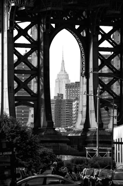 New York Usa June 2018 Empire State Building Manhattan Bridge — Stock Photo, Image