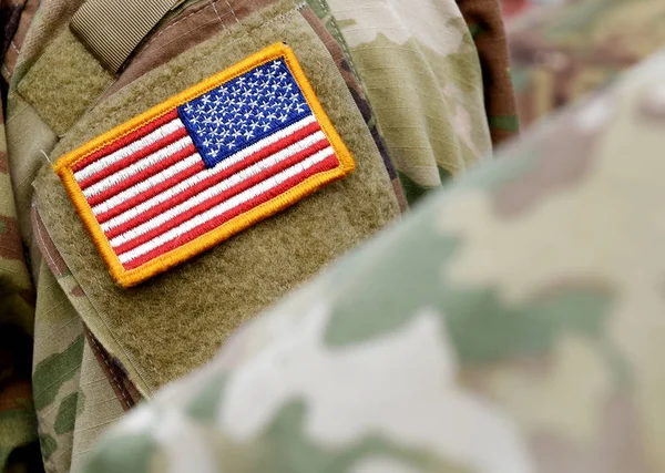 American flag on US military uniform. US Army