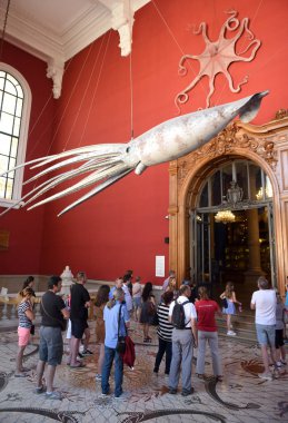 Monako Oşinografi Müzesi ziyaretçileri.