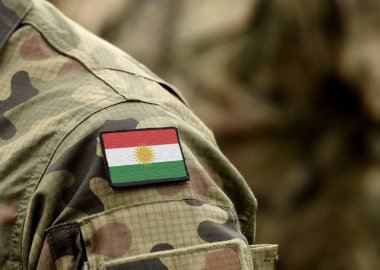 Flag of Kurdistan on military uniform.  clipart