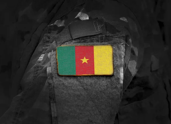 Flag of Cameroon on military uniform. — Stock Photo, Image