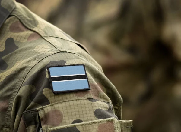 Flag of Botswana on military uniform. — Stock fotografie