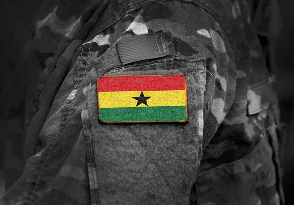 Flag of Ghana on military uniform. — Stock Photo, Image