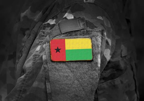 Flag of Guinea-Bissau on military uniform. — Stock Photo, Image