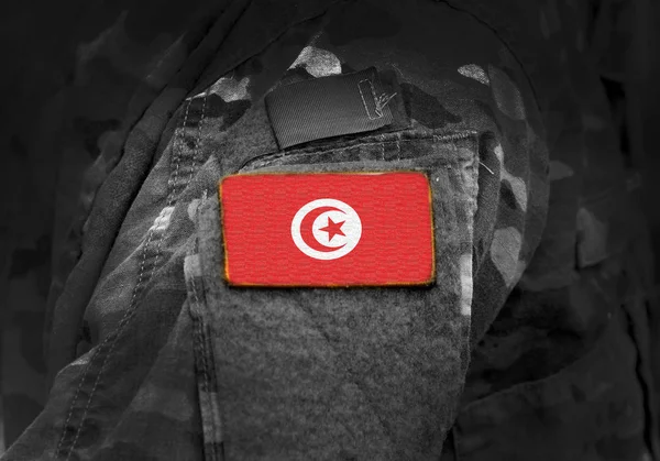 Flag of Tunisia on military uniform. — Stock Photo, Image
