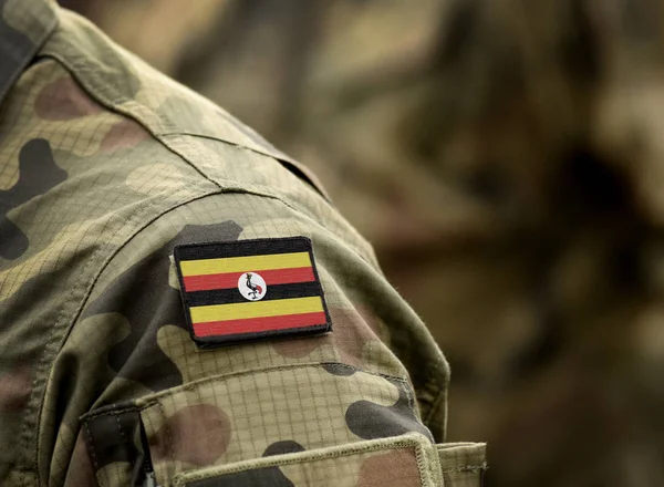 Flag of Uganda on military uniform. — Stock Photo, Image