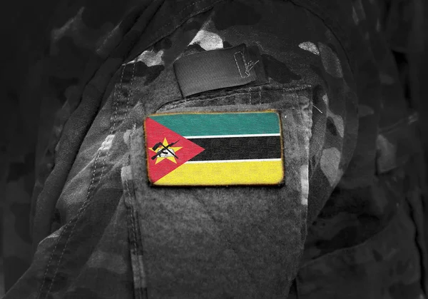 Flag of Mozambique  on military uniform. Army, troops, soldiers. — Stock fotografie