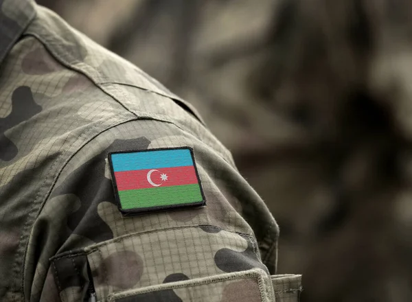 Flag Azerbaijan Military Uniform Azerbaijani Army Armed Forces Soldiers Collage — Stock Photo, Image