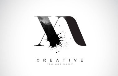 XA X A mektup Logo tasarımı siyah mürekkep suluboya Splash sızıntısı vektör çizim ile.