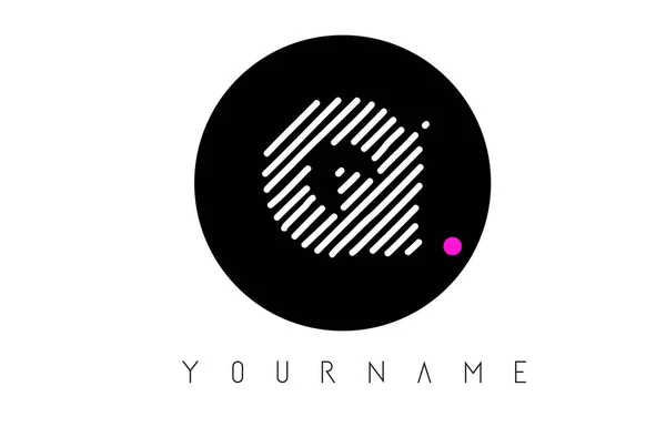 Lettre Logo Design Avec Lignes Blanches Illustration Vectorielle Cercle Noir — Image vectorielle