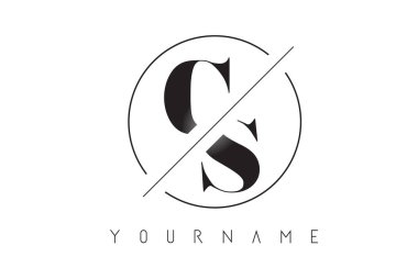 CS mektup Logo kesilerek ve kesişen bir tasarıma sahip ve yuvarlak çerçeve vektör çizim